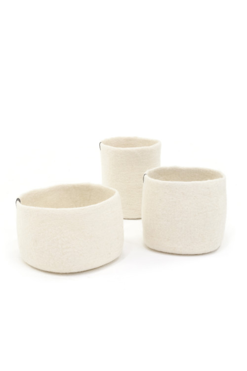 set of 3 nested pots naturel en feutre