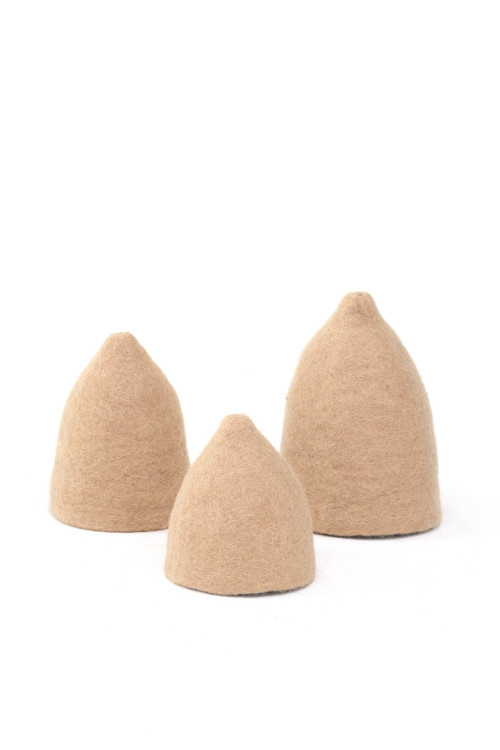 set de 3 cache vases clochettes nude en feutre