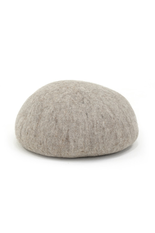 rocky  pouffe light stone in felt