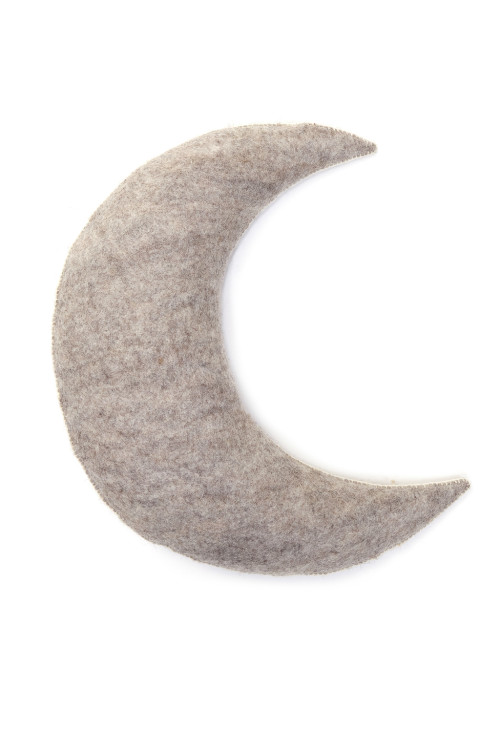 Light stone felt moon cushion