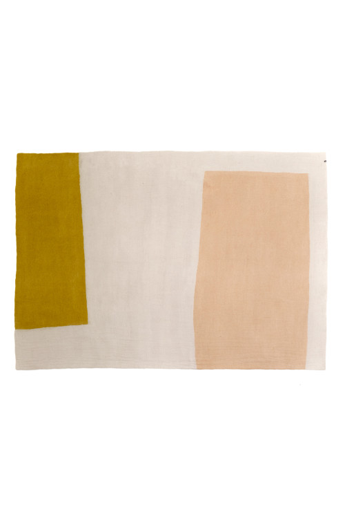 color block rug sand in felt