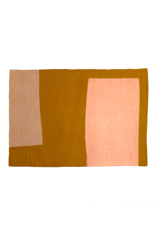 color block rug gold in felt