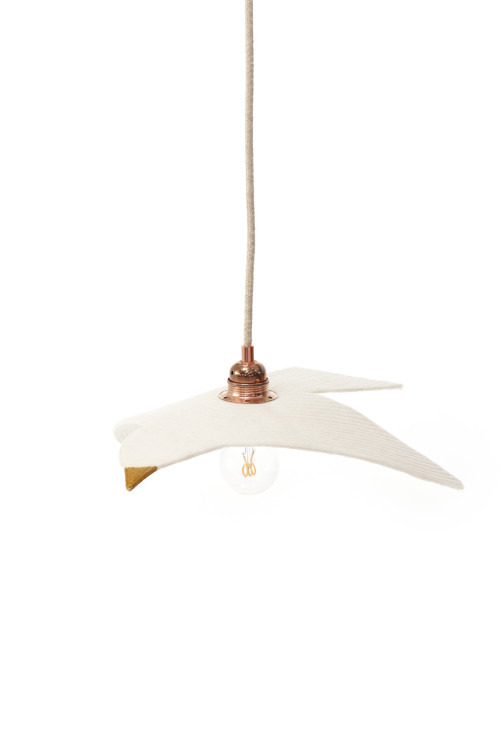 Birdy M natural suspension lamp in quilted felt