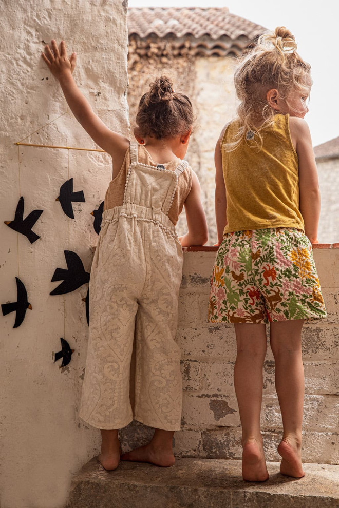 A felt and bamboo bird mobile for a children's bedroom