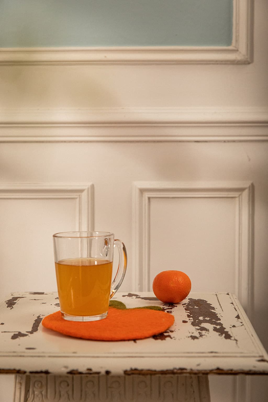 Dessous de verre clémentine en feutre orange