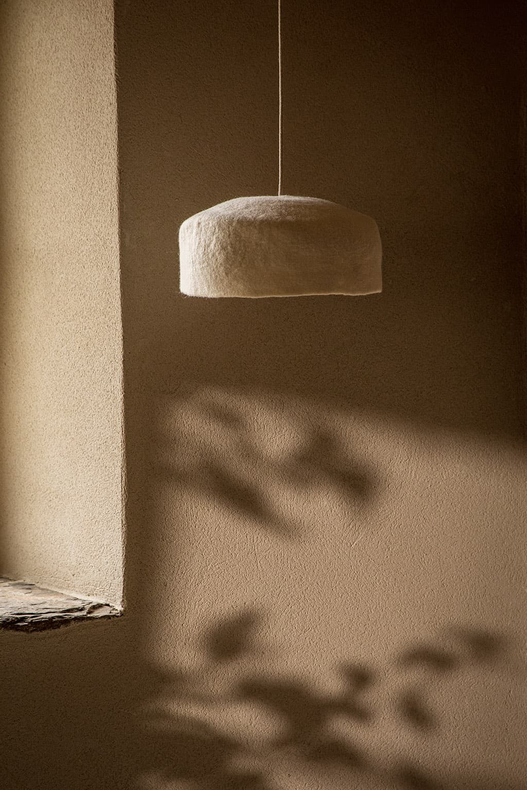 White organic wool felt lampshade